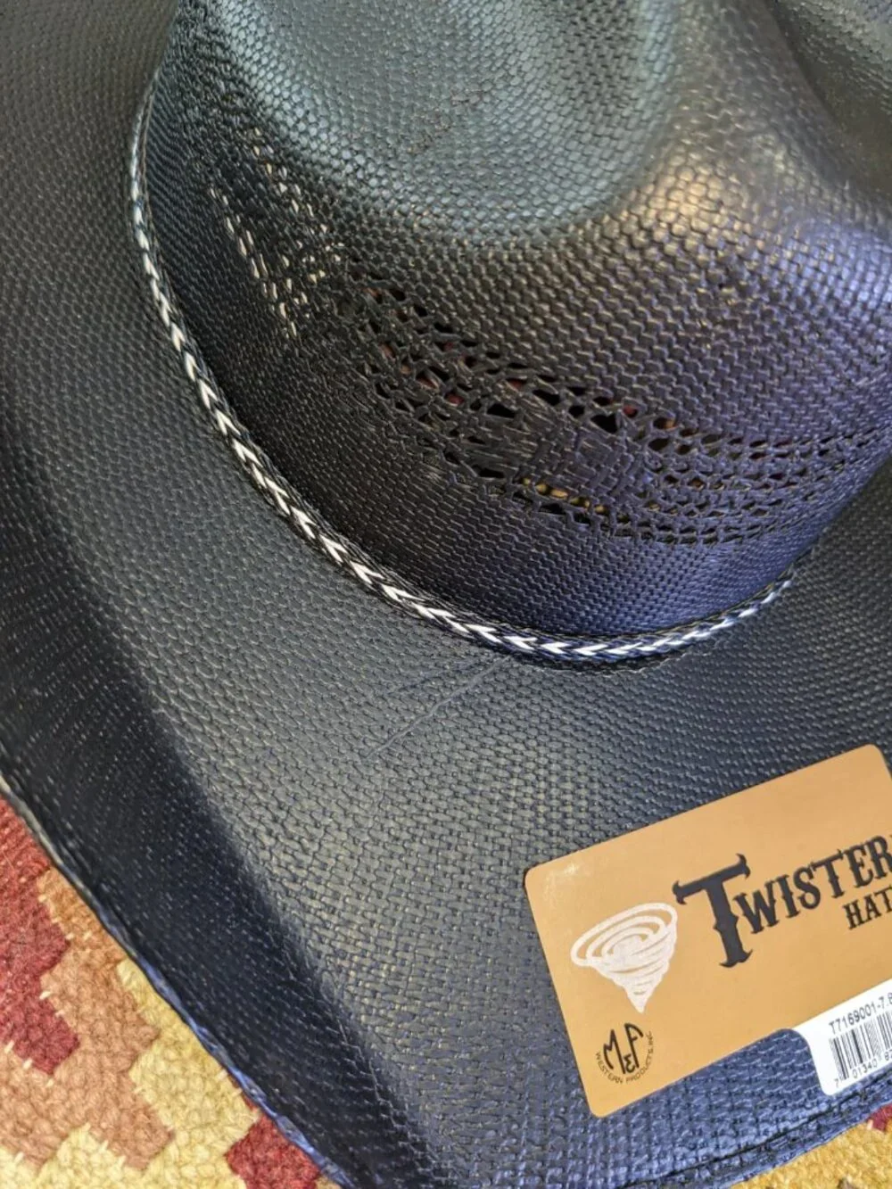 Twister Black Straw Bangora Cowboy Hat 7 7/8